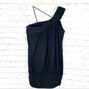 NEW-VOOM One Shoulder Ruched Banded Black Open Top